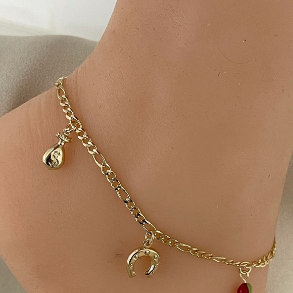18k Gold Filled Charms Anklet - Picture 3 of 7